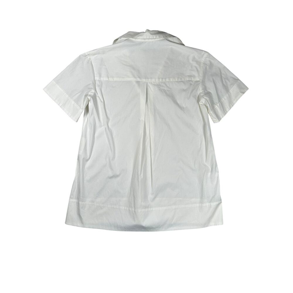 M.M. Lafleur Wilma Poplin Top Size L White NWT V-Neck Short Sleeve Chic *READ - Picture 3 of 9